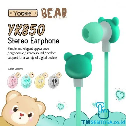 CUTE BEAR SHAPE EARPHONE / HEADSET WITH MIC &amp; CABLE (YK850) - GREEN