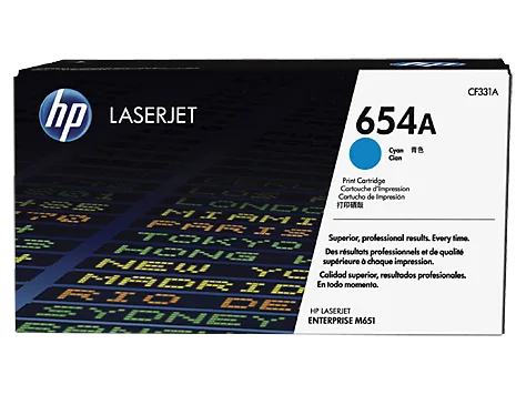 HP 654A Cyan Original LaserJet Toner Cartridge (CF331A)
