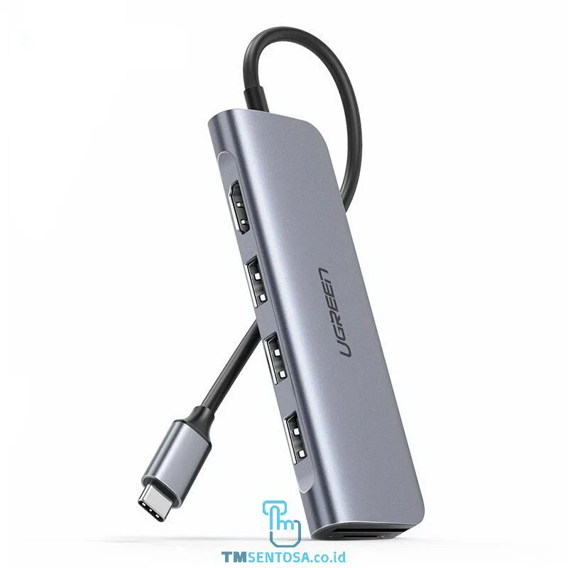 USB-C to 2 Ports USB3.0-A Hub + HDMI + TF/SD with PD Power Supply Space Gray - 70411