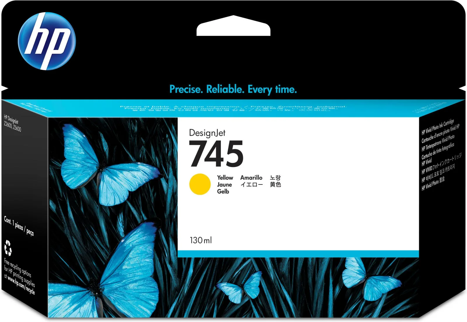HP 745 130-ml Yellow Ink Cartridge [F9J96A]