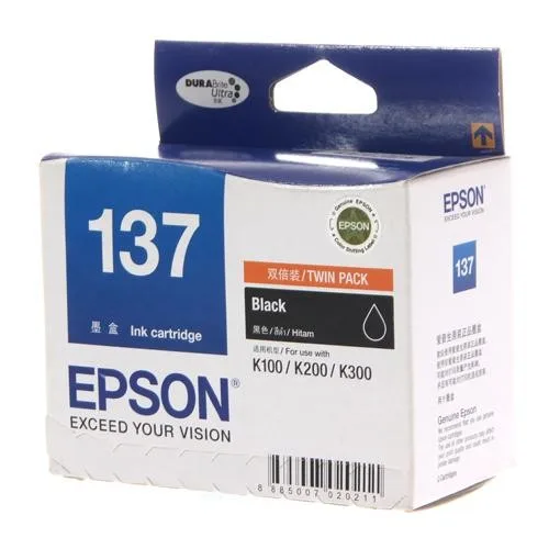 Black Ink Cartridge 137 Double Pack (T137193)