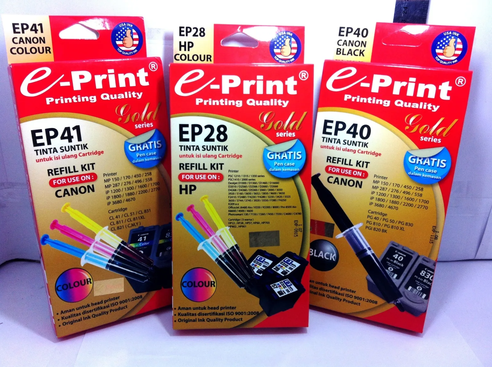 E-PRINT Reffil Kit Gold (For Canon, Epson, HP)